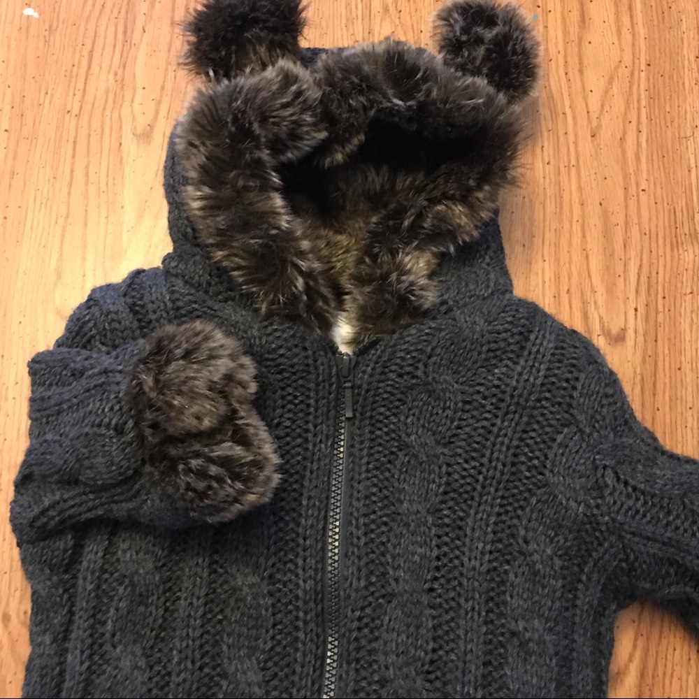 Grey and Brown 6M Fur Coat